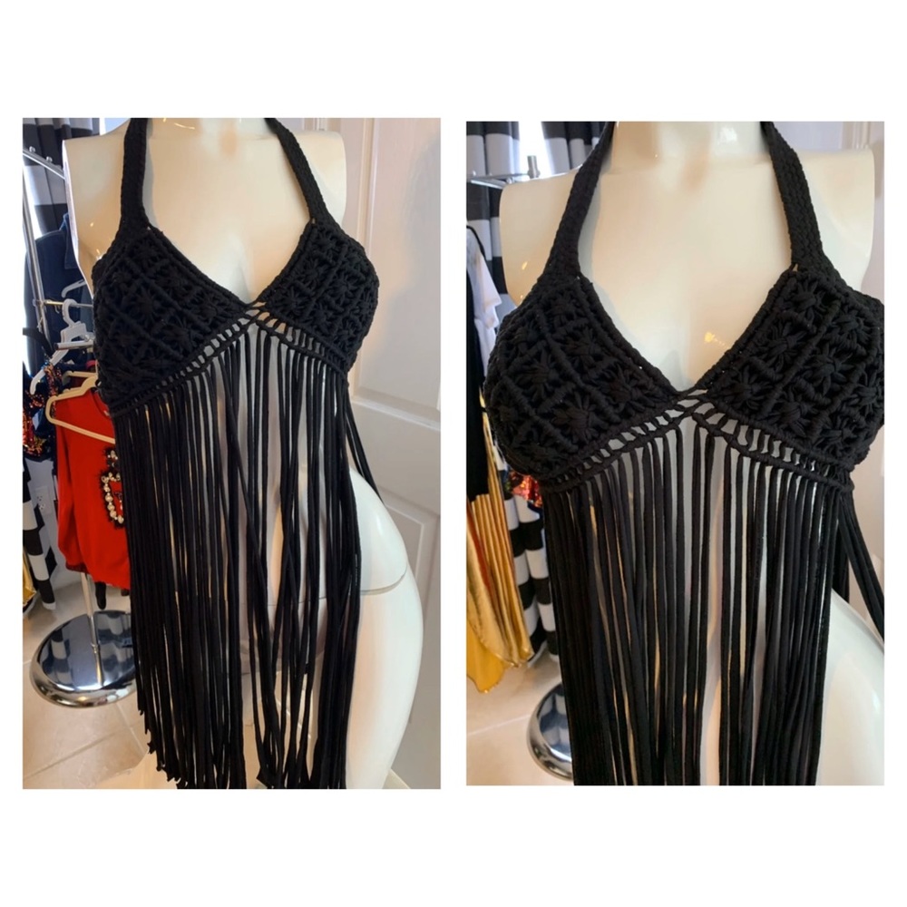 NWT - Black Fringe Top